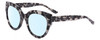 Profile View of SITO SHADES GOOD LIFE Designer Blue Light Blocking Eyeglasses in Black Grey Tortoise Ladies Round Full Rim Acetate 54 mm