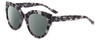 Profile View of SITO SHADES GOOD LIFE Designer Polarized Sunglasses with Custom Cut Smoke Grey Lenses in Black Grey Tortoise Ladies Round Full Rim Acetate 54 mm