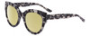 Profile View of SITO SHADES GOOD LIFE Designer Polarized Reading Sunglasses with Custom Cut Powered Sun Flower Yellow Lenses in Black Grey Tortoise Ladies Round Full Rim Acetate 54 mm