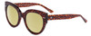 Profile View of SITO SHADES GOOD LIFE Designer Polarized Reading Sunglasses with Custom Cut Powered Sun Flower Yellow Lenses in Amber Cheetah Ladies Round Full Rim Acetate 54 mm