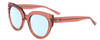 Profile View of SITO SHADES GOOD LIFE Designer Blue Light Blocking Eyeglasses in Desert Flower Pink Crystal Ladies Round Full Rim Acetate 54 mm