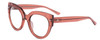 Profile View of SITO SHADES GOOD LIFE Designer Progressive Lens Blue Light Blocking Eyeglasses in Desert Flower Pink Crystal Ladies Round Full Rim Acetate 54 mm