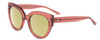 Profile View of SITO SHADES GOOD LIFE Designer Polarized Reading Sunglasses with Custom Cut Powered Sun Flower Yellow Lenses in Desert Flower Pink Crystal Ladies Round Full Rim Acetate 54 mm