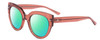 Profile View of SITO SHADES GOOD LIFE Designer Polarized Reading Sunglasses with Custom Cut Powered Green Mirror Lenses in Desert Flower Pink Crystal Ladies Round Full Rim Acetate 54 mm