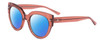 Profile View of SITO SHADES GOOD LIFE Designer Polarized Reading Sunglasses with Custom Cut Powered Blue Mirror Lenses in Desert Flower Pink Crystal Ladies Round Full Rim Acetate 54 mm