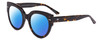 Profile View of SITO SHADES GOOD LIFE Designer Polarized Sunglasses with Custom Cut Blue Mirror Lenses in Demi-Tortoise Havana Ladies Round Full Rim Acetate 54 mm