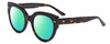 Profile View of SITO SHADES GOOD LIFE Designer Polarized Reading Sunglasses with Custom Cut Powered Green Mirror Lenses in Demi-Tortoise Havana Ladies Round Full Rim Acetate 54 mm