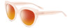 Profile View of SITO SHADES GOOD LIFE Designer Polarized Sunglasses with Custom Cut Red Mirror Lenses in Vanilla Pink Crystal Ladies Round Full Rim Acetate 54 mm