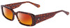 Profile View of SITO SHADES INNER VISION Designer Polarized Sunglasses with Custom Cut Red Mirror Lenses in Amber Cheetah Ladies Square Full Rim Acetate 56 mm