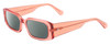 Profile View of SITO SHADES INNER VISION Designer Polarized Sunglasses with Custom Cut Smoke Grey Lenses in Watermelon Pink Crystal Ladies Square Full Rim Acetate 56 mm
