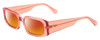 Profile View of SITO SHADES INNER VISION Designer Polarized Sunglasses with Custom Cut Red Mirror Lenses in Watermelon Pink Crystal Ladies Square Full Rim Acetate 56 mm
