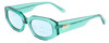 Profile View of SITO SHADES JUICY Designer Progressive Lens Blue Light Blocking Eyeglasses in Appletini Blue Crystal Ladies Square Full Rim Acetate 53 mm