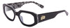 Profile View of SITO SHADES JUICY Designer Progressive Lens Blue Light Blocking Eyeglasses in Black White Zebra Print Safari Ladies Square Full Rim Acetate 53 mm