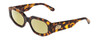 Profile View of SITO SHADES JUICY Designer Polarized Reading Sunglasses with Custom Cut Powered Sun Flower Yellow Lenses in Honey Tortoise Havana Ladies Square Full Rim Acetate 53 mm