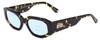 Profile View of SITO SHADES JUICY Designer Progressive Lens Blue Light Blocking Eyeglasses in Limeade Black Yellow Tortoise Ladies Square Full Rim Acetate 53 mm