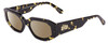 Profile View of SITO SHADES JUICY Designer Polarized Sunglasses with Custom Cut Amber Brown Lenses in Limeade Black Yellow Tortoise Ladies Square Full Rim Acetate 53 mm