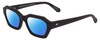 Profile View of SITO SHADES KINETIC Designer Polarized Reading Sunglasses with Custom Cut Powered Blue Mirror Lenses in Black Unisex Square Full Rim Acetate 54 mm