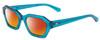 Profile View of SITO SHADES KINETIC Designer Polarized Sunglasses with Custom Cut Red Mirror Lenses in Caribbean Blue Crystal Unisex Square Full Rim Acetate 54 mm