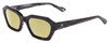 Profile View of SITO SHADES KINETIC Designer Polarized Reading Sunglasses with Custom Cut Powered Sun Flower Yellow Lenses in Matrix Black White Unisex Square Full Rim Acetate 54 mm