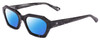 Profile View of SITO SHADES KINETIC Designer Polarized Reading Sunglasses with Custom Cut Powered Blue Mirror Lenses in Matrix Black White Unisex Square Full Rim Acetate 54 mm