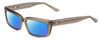 Profile View of SITO SHADES NIGHT IN MOTION Designer Polarized Sunglasses with Custom Cut Blue Mirror Lenses in Moss Brown Crystal Unisex Square Full Rim Acetate 57 mm