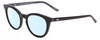 Profile View of SITO SHADES NOW OR NEVER Designer Blue Light Blocking Eyeglasses in Black Gray Ladies Round Full Rim Acetate 50 mm