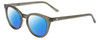 Profile View of SITO SHADES NOW OR NEVER Designer Polarized Reading Sunglasses with Custom Cut Powered Blue Mirror Lenses in Pine Needle Green Crystal Ladies Round Full Rim Acetate 50 mm