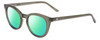 Profile View of SITO SHADES NOW OR NEVER Designer Polarized Reading Sunglasses with Custom Cut Powered Green Mirror Lenses in Pine Needle Green Crystal Ladies Round Full Rim Acetate 50 mm