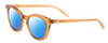 Profile View of SITO SHADES NOW OR NEVER Designer Polarized Sunglasses with Custom Cut Blue Mirror Lenses in Tobacco Orange Crystal Ladies Round Full Rim Acetate 50 mm