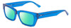Profile View of SITO SHADES OUTER LIMITS Designer Polarized Reading Sunglasses with Custom Cut Powered Green Mirror Lenses in Electric Blue Crystal Unisex Square Full Rim Acetate 54 mm