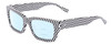 Profile View of SITO SHADES OUTER LIMITS Designer Progressive Lens Blue Light Blocking Eyeglasses in Optic Black White Checker Print Unisex Square Full Rim Acetate 54 mm