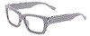 Profile View of SITO SHADES OUTER LIMITS Designer Progressive Lens Blue Light Blocking Eyeglasses in Optic Black White Checker Print Unisex Square Full Rim Acetate 54 mm