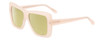 Profile View of SITO SHADES PAPILLION Designer Polarized Reading Sunglasses with Custom Cut Powered Sun Flower Yellow Lenses in Vanilla Pink Crystal Ladies Square Full Rim Acetate 56 mm
