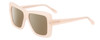 Profile View of SITO SHADES PAPILLION Designer Polarized Reading Sunglasses with Custom Cut Powered Amber Brown Lenses in Vanilla Pink Crystal Ladies Square Full Rim Acetate 56 mm
