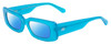 Profile View of SITO SHADES REACHING DAWN Designer Polarized Sunglasses with Custom Cut Blue Mirror Lenses in Caribbean Frost Blue Ladies Square Full Rim Acetate 51 mm