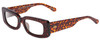 Profile View of SITO SHADES REACHING DAWN Designer Reading Eye Glasses with Custom Cut Powered Lenses in Amber Cheetah Ladies Square Full Rim Acetate 51 mm
