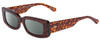 Profile View of SITO SHADES REACHING DAWN Designer Polarized Sunglasses with Custom Cut Smoke Grey Lenses in Amber Cheetah Ladies Square Full Rim Acetate 51 mm