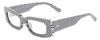 Profile View of SITO SHADES REACHING DAWN Designer Blue Light Blocking Eyeglasses in Optic Black White Checker Print Ladies Square Full Rim Acetate 51 mm