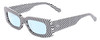 Profile View of SITO SHADES REACHING DAWN Designer Blue Light Blocking Eyeglasses in Optic Black White Checker Print Ladies Square Full Rim Acetate 51 mm