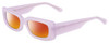 Profile View of SITO SHADES REACHING DAWN Designer Polarized Sunglasses with Custom Cut Red Mirror Lenses in Wild Orchid Purple Crystal Ladies Square Full Rim Acetate 51 mm