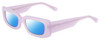 Profile View of SITO SHADES REACHING DAWN Designer Polarized Sunglasses with Custom Cut Blue Mirror Lenses in Wild Orchid Purple Crystal Ladies Square Full Rim Acetate 51 mm