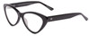 Profile View of SITO SHADES SEDUCTION Designer Single Vision Prescription Rx Eyeglasses in Black Ladies Cat Eye Full Rim Acetate 57 mm