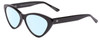Profile View of SITO SHADES SEDUCTION Designer Blue Light Blocking Eyeglasses in Black Ladies Cat Eye Full Rim Acetate 57 mm