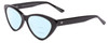 Profile View of SITO SHADES SEDUCTION Designer Progressive Lens Blue Light Blocking Eyeglasses in Black Ladies Cat Eye Full Rim Acetate 57 mm
