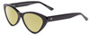 Profile View of SITO SHADES SEDUCTION Designer Polarized Reading Sunglasses with Custom Cut Powered Sun Flower Yellow Lenses in Black Ladies Cat Eye Full Rim Acetate 57 mm