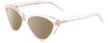 Profile View of SITO SHADES SEDUCTION Designer Polarized Reading Sunglasses with Custom Cut Powered Amber Brown Lenses in Dew Clear Pink Crystal Ladies Cat Eye Full Rim Acetate 57 mm