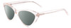 Profile View of SITO SHADES SEDUCTION Designer Polarized Reading Sunglasses with Custom Cut Powered Smoke Grey Lenses in Dew Clear Pink Crystal Ladies Cat Eye Full Rim Acetate 57 mm