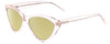 Profile View of SITO SHADES SEDUCTION Designer Polarized Reading Sunglasses with Custom Cut Powered Sun Flower Yellow Lenses in Dew Clear Pink Crystal Ladies Cat Eye Full Rim Acetate 57 mm