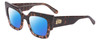 Profile View of SITO SHADES SENSORY DIVISION Designer Polarized Sunglasses with Custom Cut Blue Mirror Lenses in Quartz Tortoise Havana Ladies Cat Eye Full Rim Acetate 53 mm