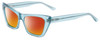 Profile View of SITO SHADES WONDERLAND Designer Polarized Sunglasses with Custom Cut Red Mirror Lenses in Aqua Blue Crystal Ladies Cat Eye Full Rim Acetate 54 mm
